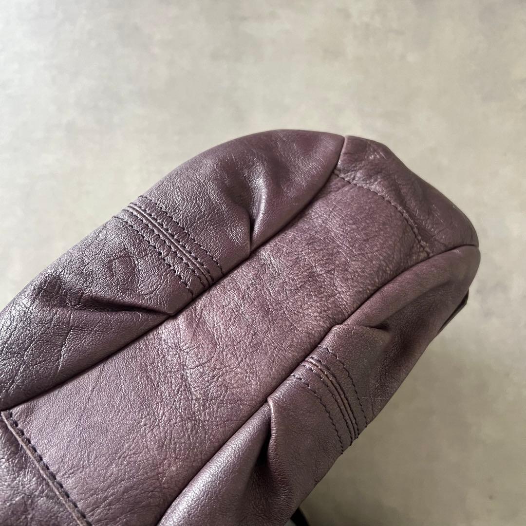 【美品】 アナスイ バタフライ レザー ハンド バッグ ANASUI パープル