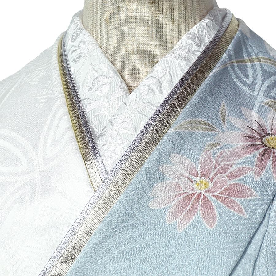 専用　ご予約　振袖　未仕立て　仮絵羽 くすみ水色　牡丹　金糸　ラメ　刺繍　成人式