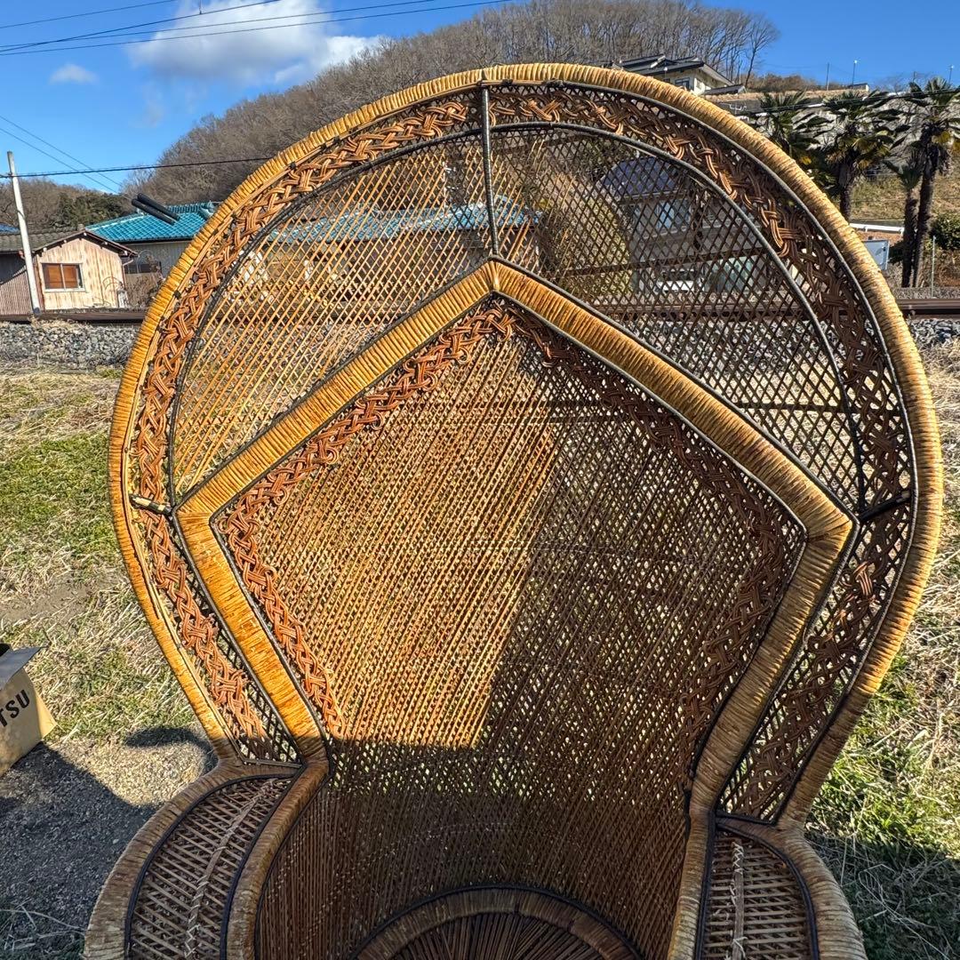 ピーコックチェア 籐家具リゾートエマニエルチェア ラタン アンティーク レトロ