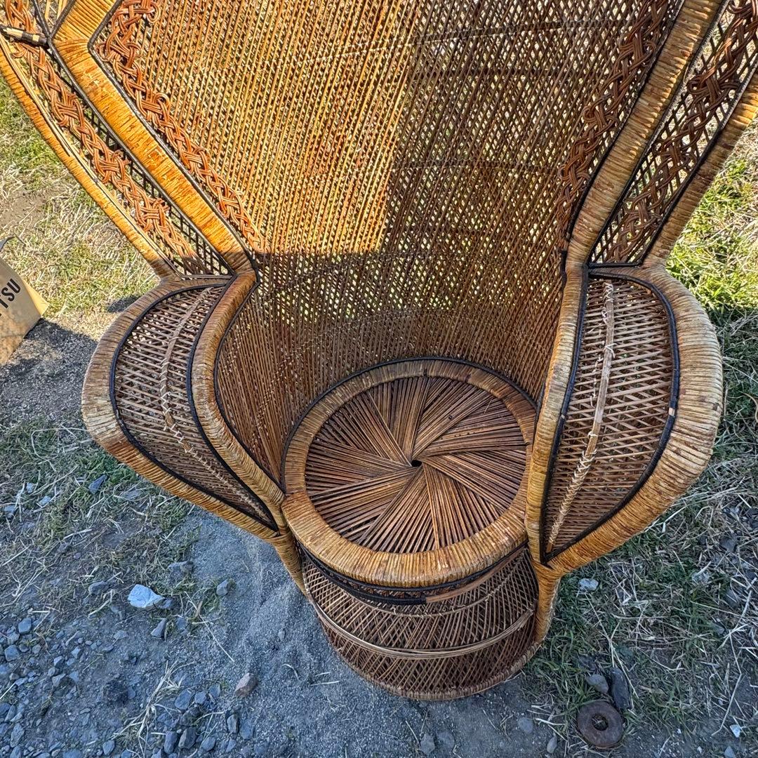 ピーコックチェア 籐家具リゾートエマニエルチェア ラタン アンティーク レトロ