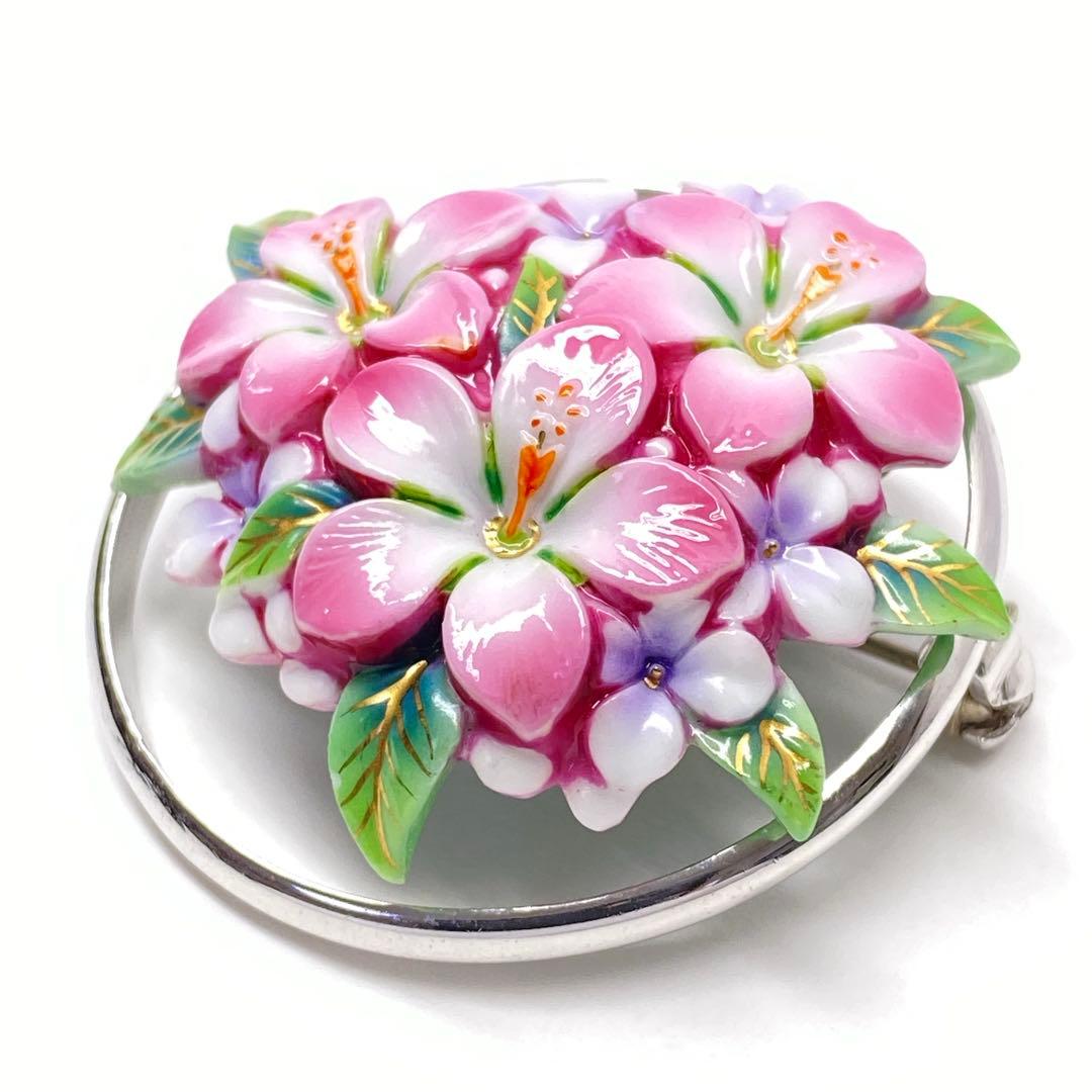 俊兼 トシカネジュエリー 花 ピンク フラワー ブローチ&ネックレストップ