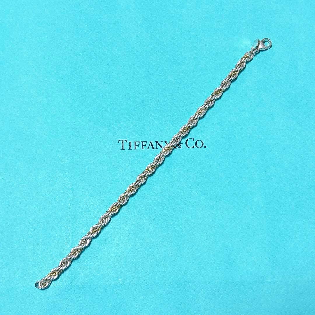 【美品】18.3cm ティファニー ツイストコンビブレスレット 925/750