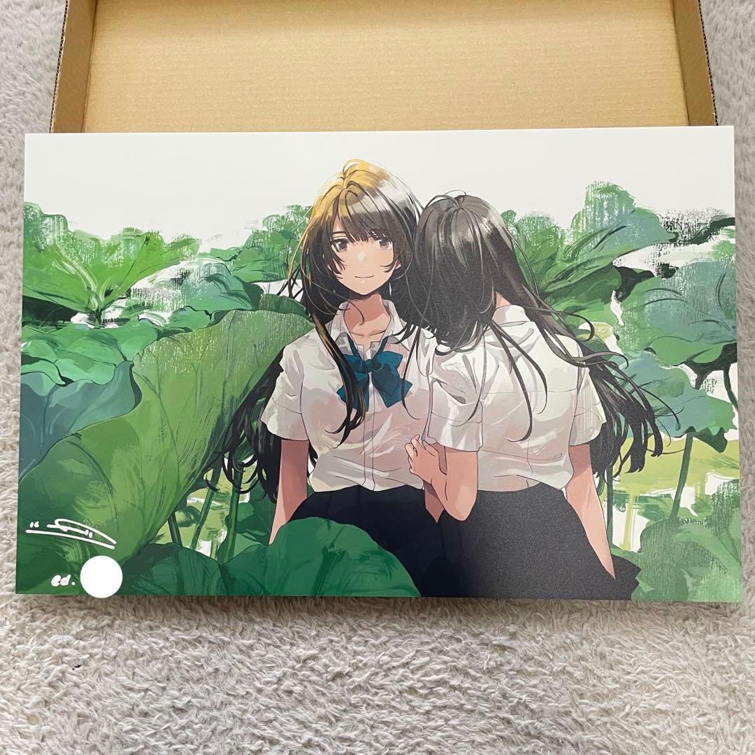 フライ 個展 「あなた」 蓮の花 直筆サイン入り 複製原画 A3