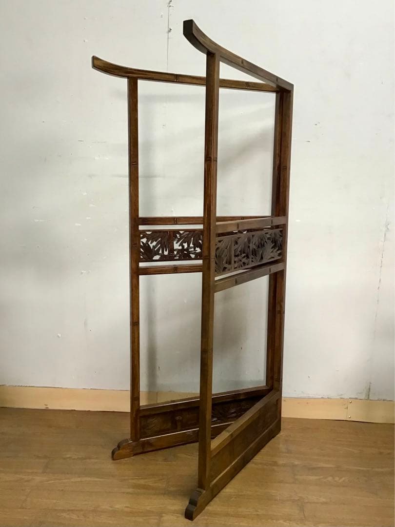 よかじー☆管218☆珍品☆軽井沢彫☆衣桁☆着物ハンガー☆竹模様