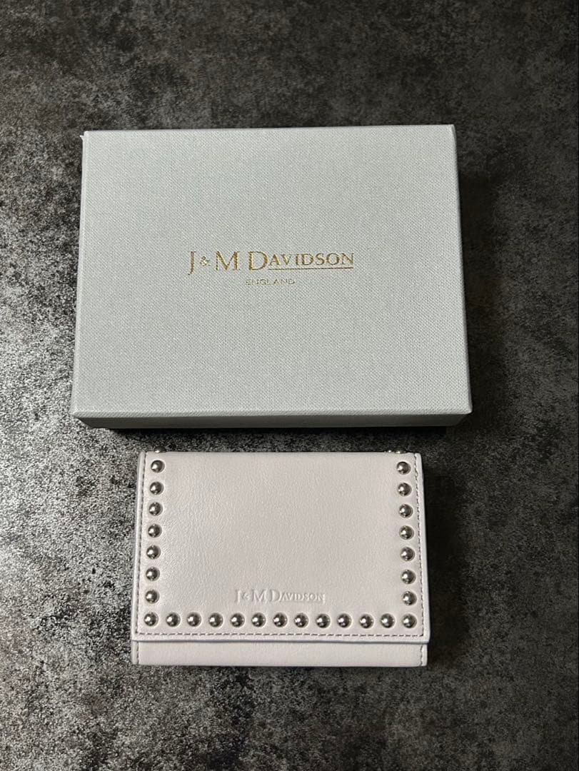 【未使用品】J&M DAVIDSON/スタッズ三つ折り財布/グレー