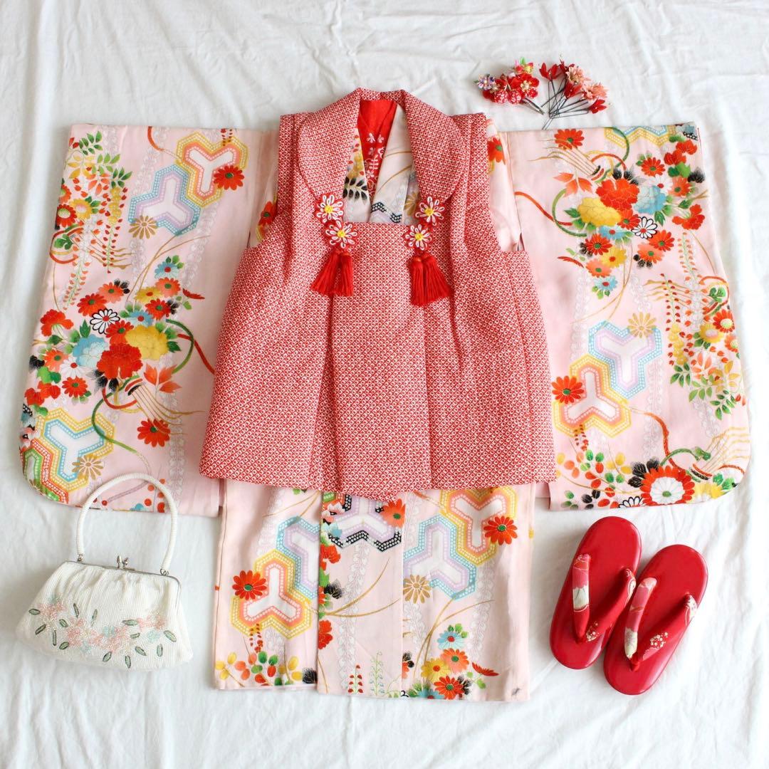 七五三 3歳 女の子 子供 アンティーク 着物 被布 セット