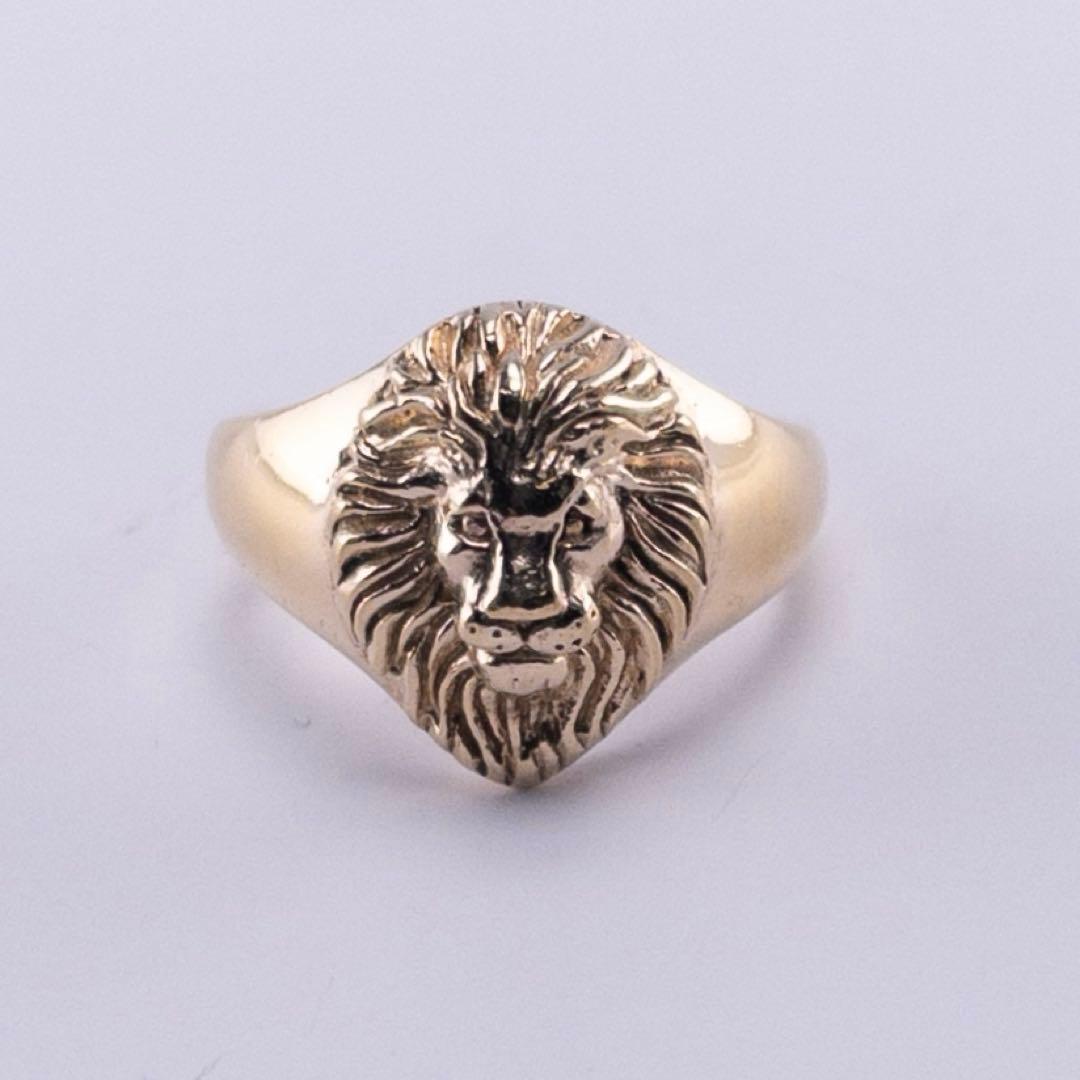 英国 シルバー925 金 ヴィンテージ ライオン シグネットリング 11.5号