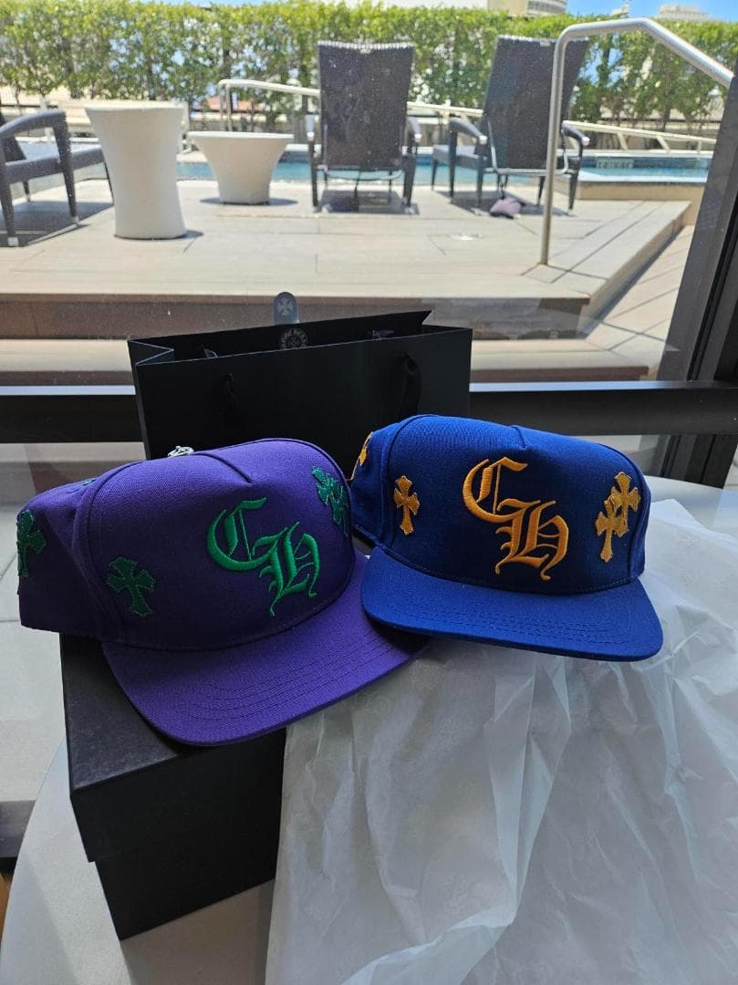 クロムハーツ クロスパッチ キャップ パープル グリーン CHロゴ