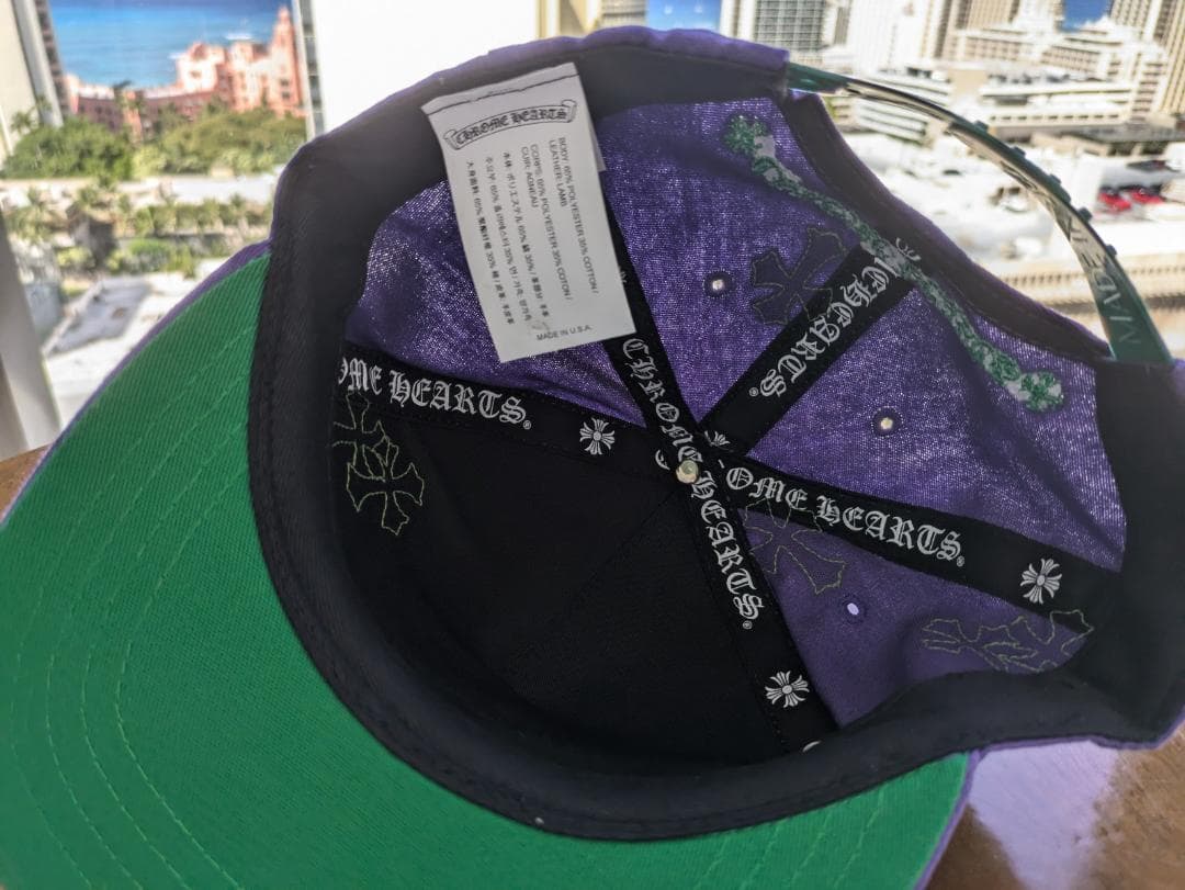 クロムハーツ クロスパッチ キャップ パープル グリーン CHロゴ