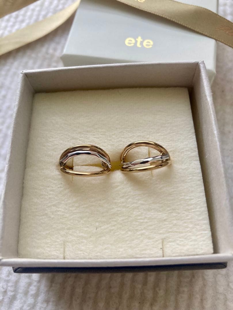 ete コンビフープピアス SV925 ポストK18 箱・保証書付き