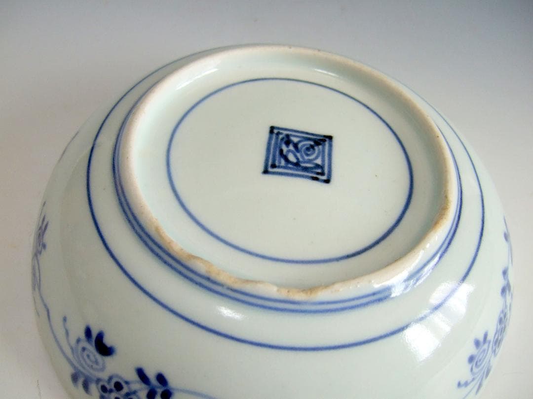 江戸中期 古伊万里 藍柿右衛門 蛸唐草 白抜蛸唐草 なます皿 / 逆蛸唐草