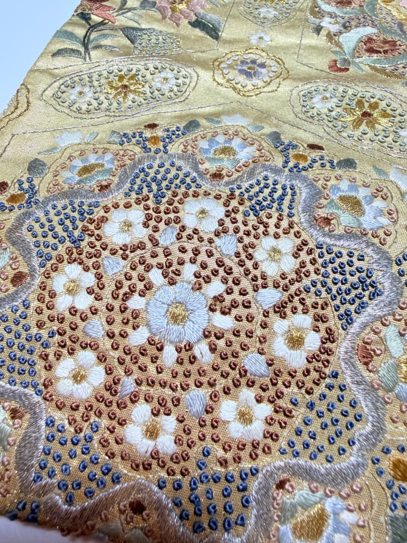高級 袋帯 正絹 六通柄 汕頭刺繍 相良刺繍 蘇州刺繍 ゴールド 約120万円