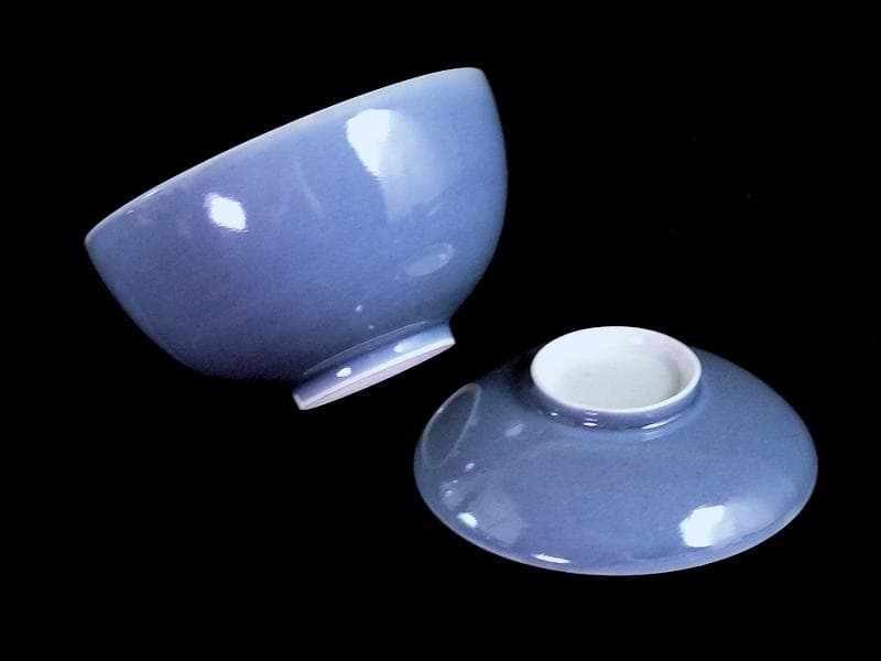 古伊万里　薄瑠璃　蓋茶碗　江戸期　E380AS-CHs