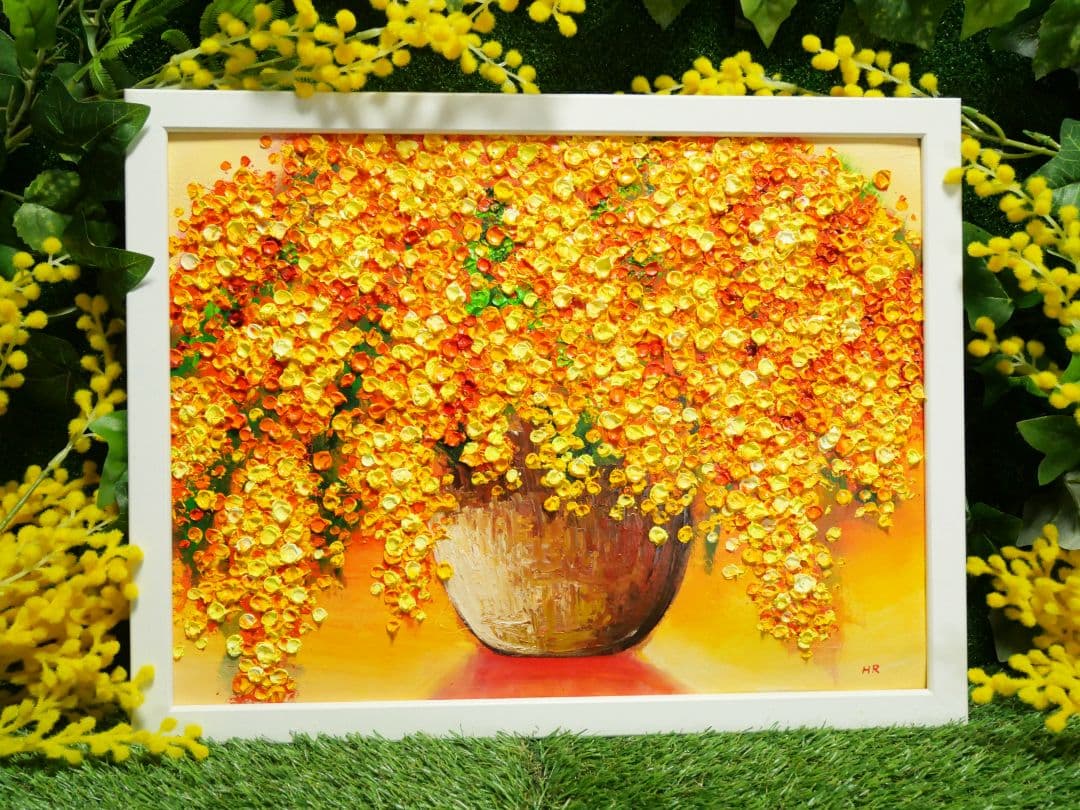 油絵 絵画 【ミモザ】