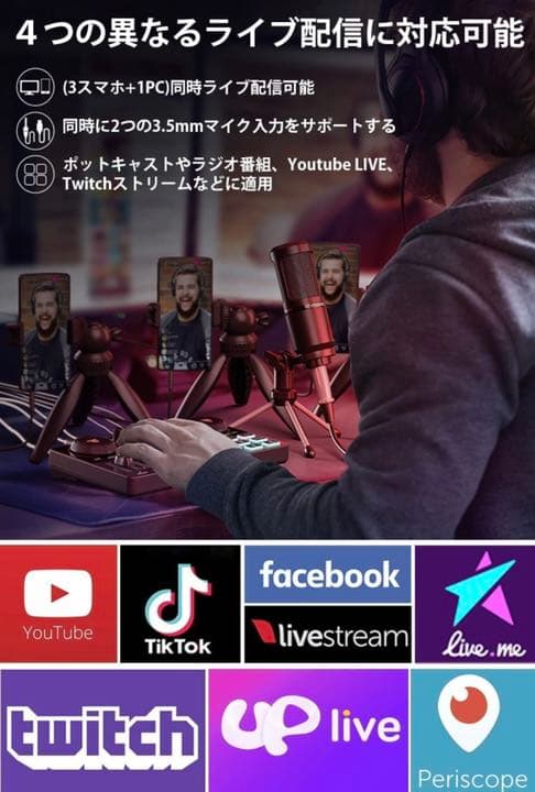 オーディオミキサー オーディオインターフェース Mixer ポッドキャスト