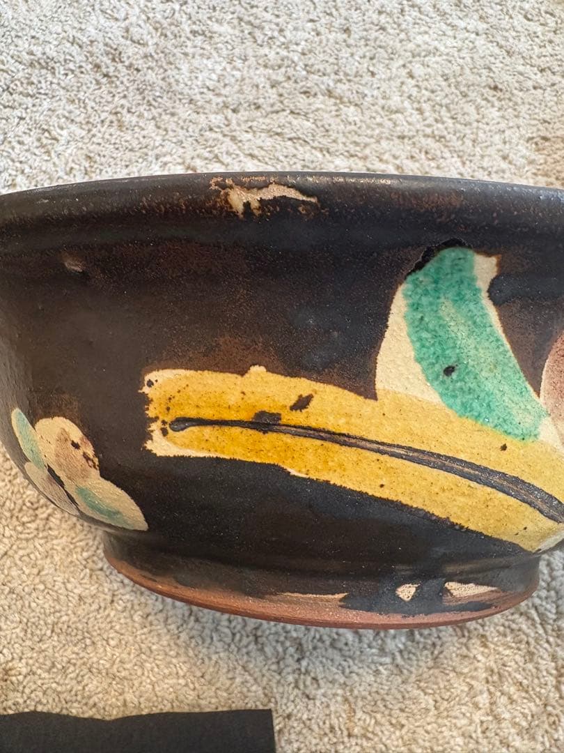 多色模様の陶器の鉢　陶芸作家 加山晴子