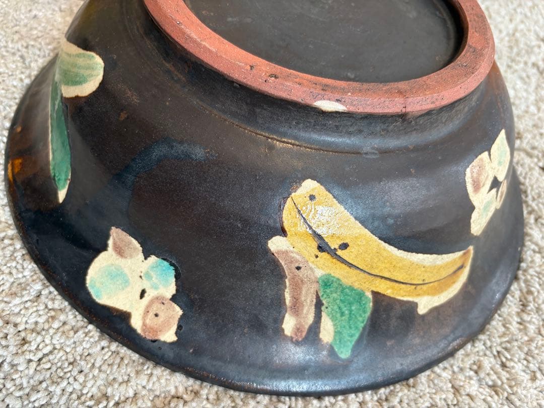 多色模様の陶器の鉢　陶芸作家 加山晴子