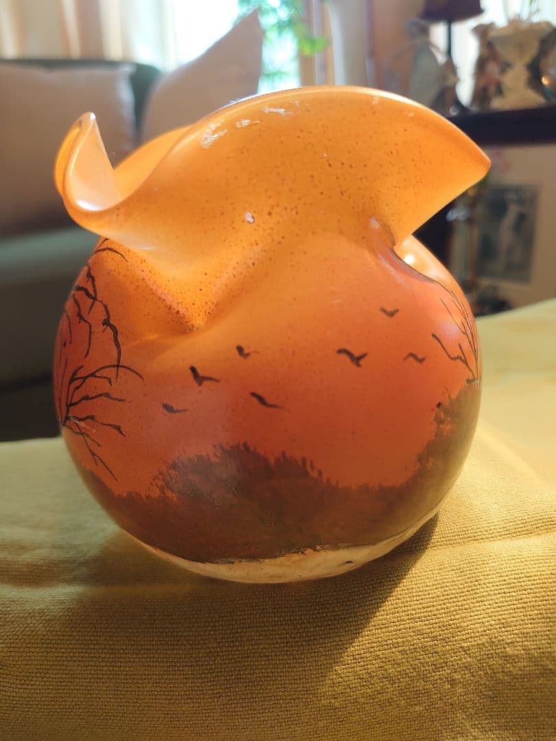 フランスLegras 「ルグラ 」エナメル 冬景色アンティーク美術ガラス工芸