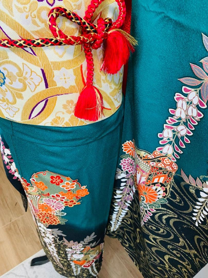 振袖フルセット豪華振袖　雪輪御所車花文　暈し染め　金彩　鈴乃屋扱い　正絹