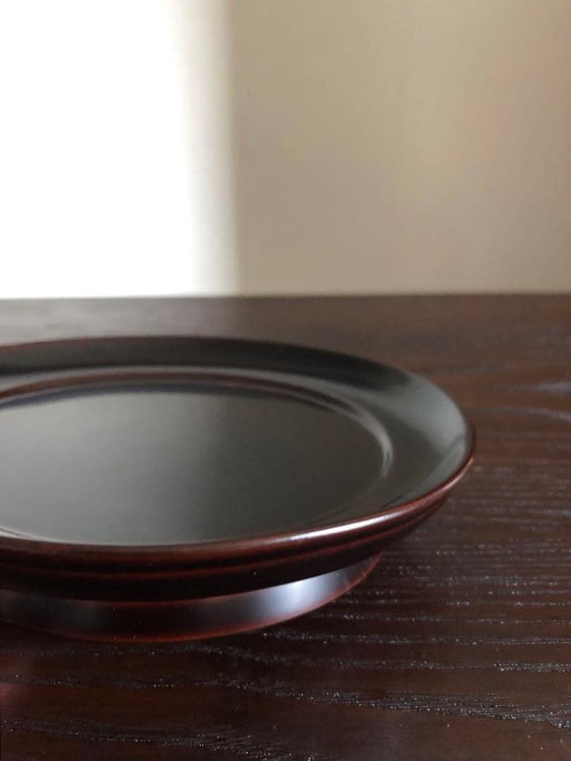 国産 浄法寺塗 木製 漆器 椿皿 楪子 銘々皿 溜塗 懐石 茶道具 5枚揃