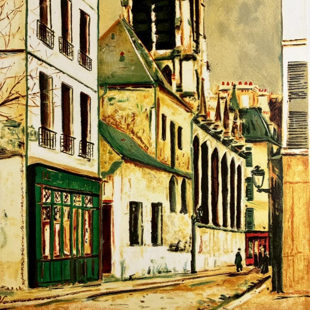 モーリス・ユトリロ「サン・セヴランの教会」リトグラフ 直筆サイン入 フランス巨匠