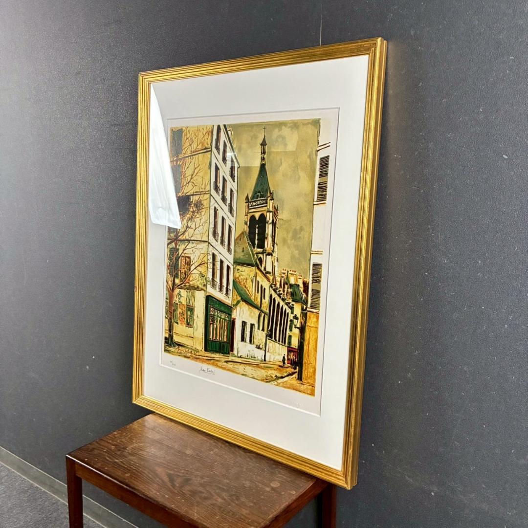 モーリス・ユトリロ「サン・セヴランの教会」リトグラフ 直筆サイン入 フランス巨匠