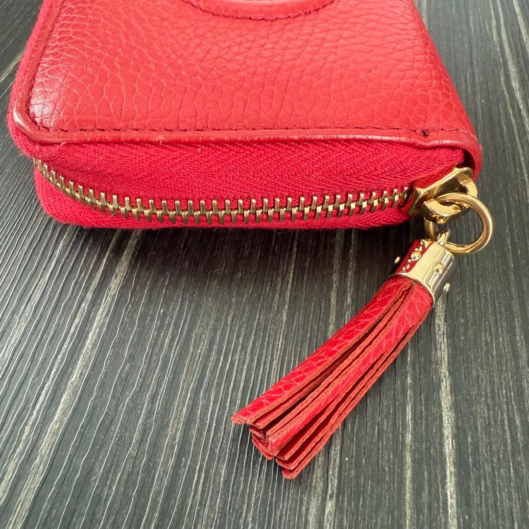 GUCCI　ソーホー　ケース　レザー　ラウンドファスナー　レッド