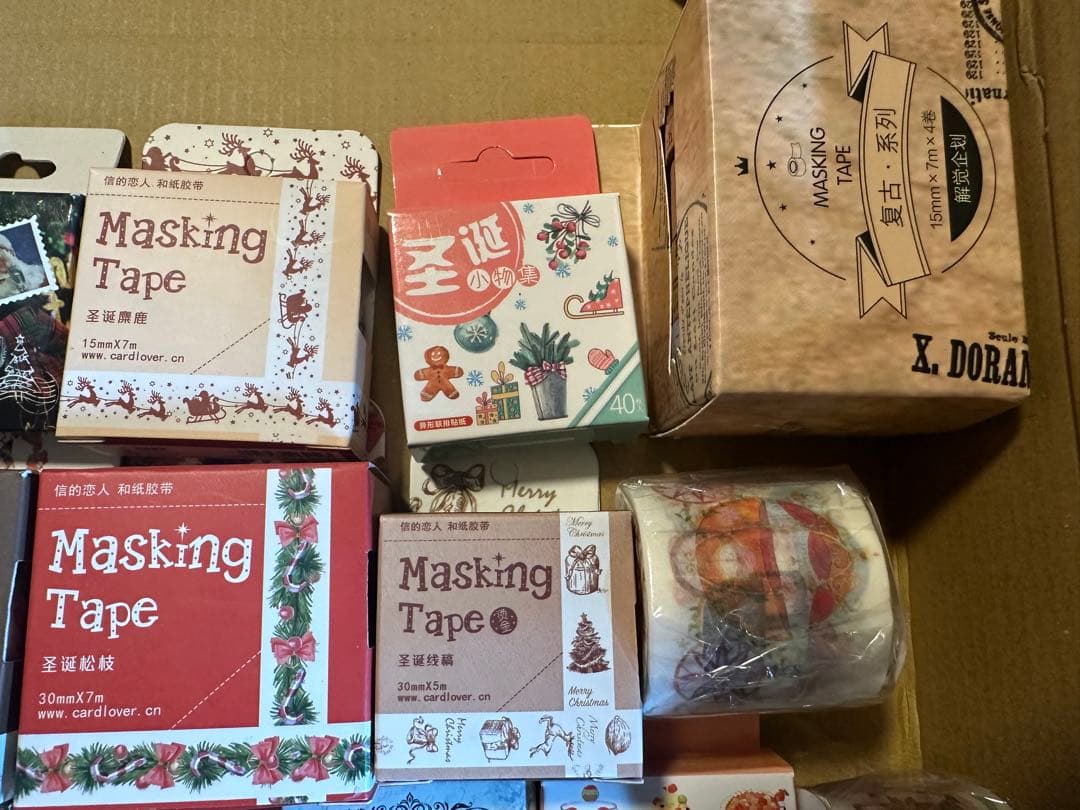 海外 マスキングテープ フレークシール Xmasメイン