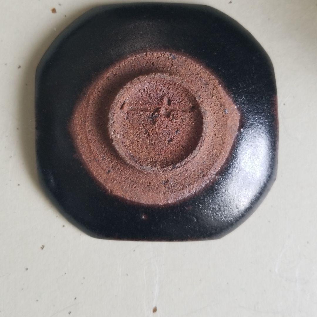 黒唐津角切皿6枚組　岡本作礼窯