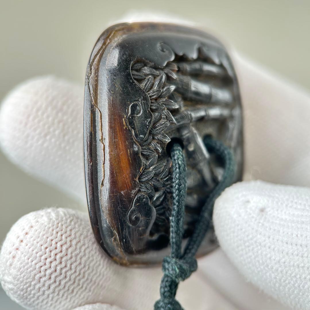 神話的なデザイン彫刻極上根付天然素材アンティーク骨董飾り物古美術置物細密細工