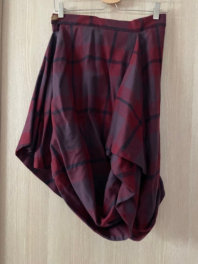 ヴィヴィアンウエストウッド バーガンディカラーチェック柄フレアスカート