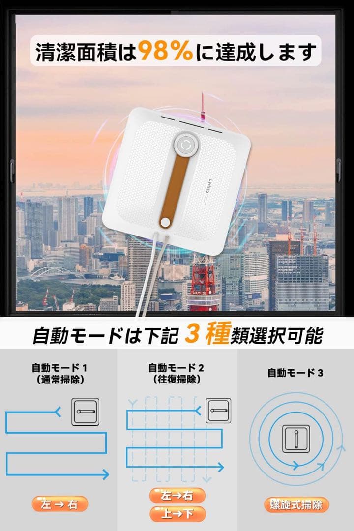 最終特価‼️窓拭きロボット 窓掃除ロボット 自動窓拭きロボット 小型軽量 落下防止