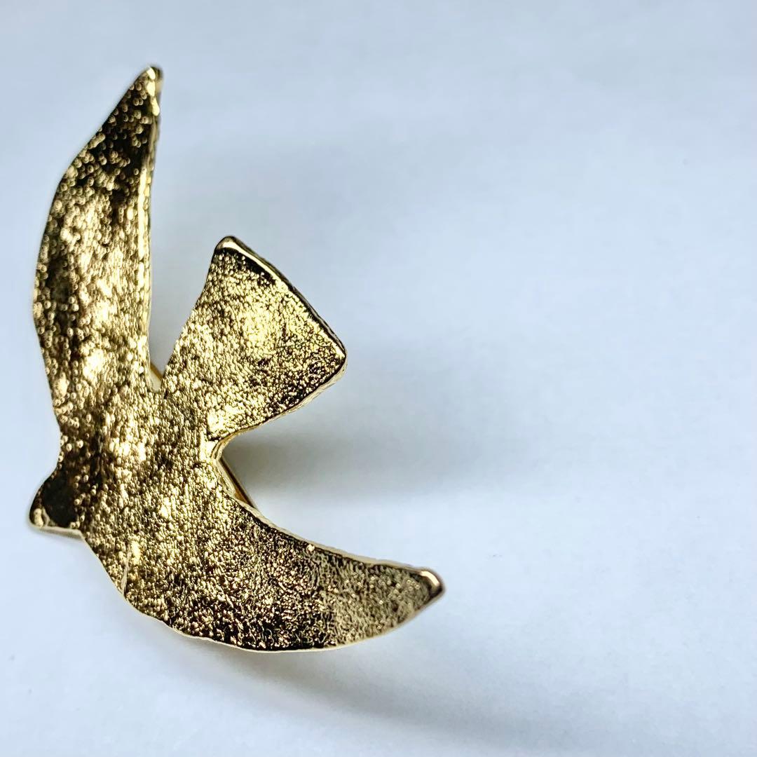 未使用級 セシルエジャンヌ ラ・コロンブ ブローチ 鳩 ハト 24金コーティング