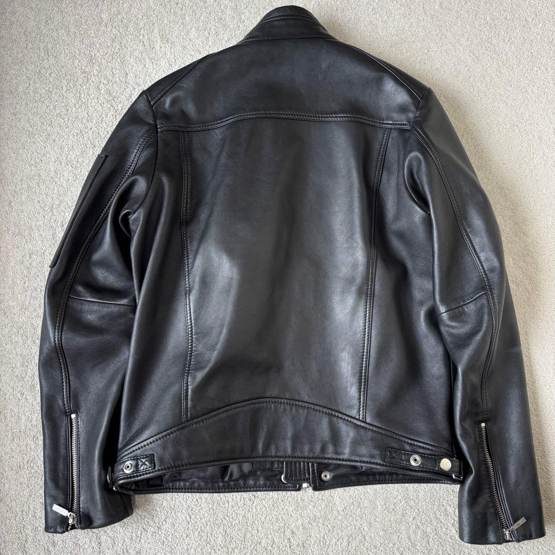 極美品 DIESEL シープスキン ライダースジャケット ラムレザー ブラック