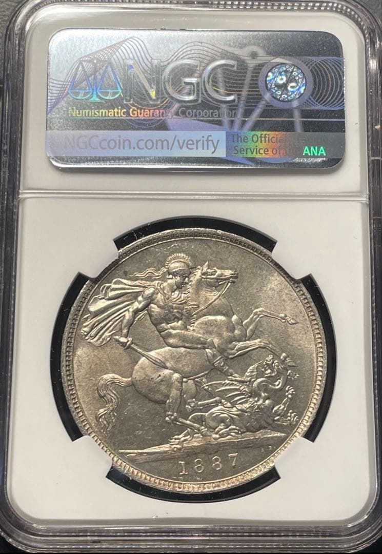 1887年 イギリス NGC MS62 ヴィクトリア女王 1クラウン 銀貨