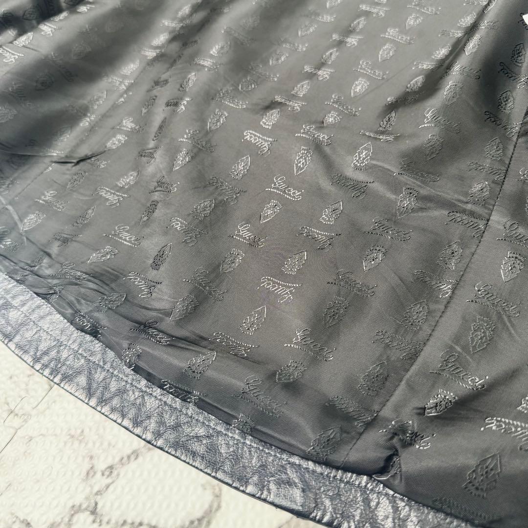 【極美品】グッチ　レザージャケット　ラムレザー　ライダース　スタッズ　裏地総柄