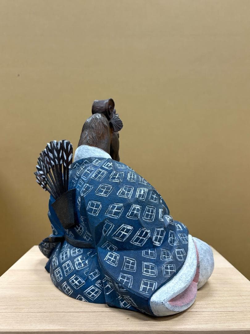 作家物　野桑敏哉(彫房ぬらり)　「牛の刻」　木彫に手彩色　Y-48