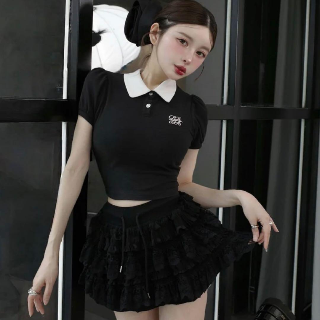 Darich ダーリッチ　DRCHバイカラーポロシャツ　ブラック　BLK