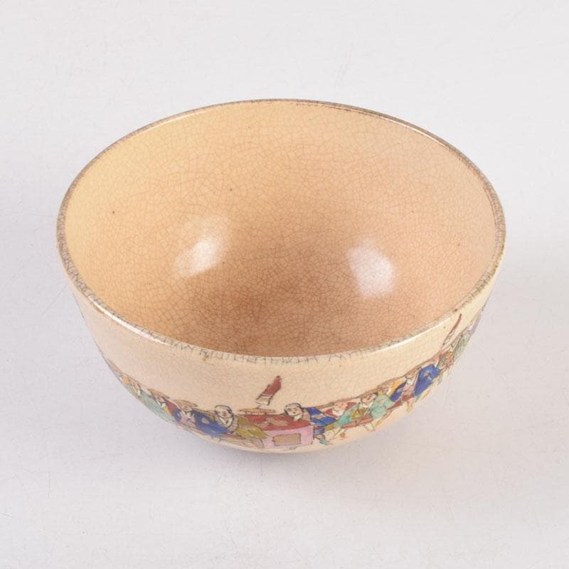 茶道具　野々村仁清作　色絵　武者行列図　茶碗　時代箱　C　8446