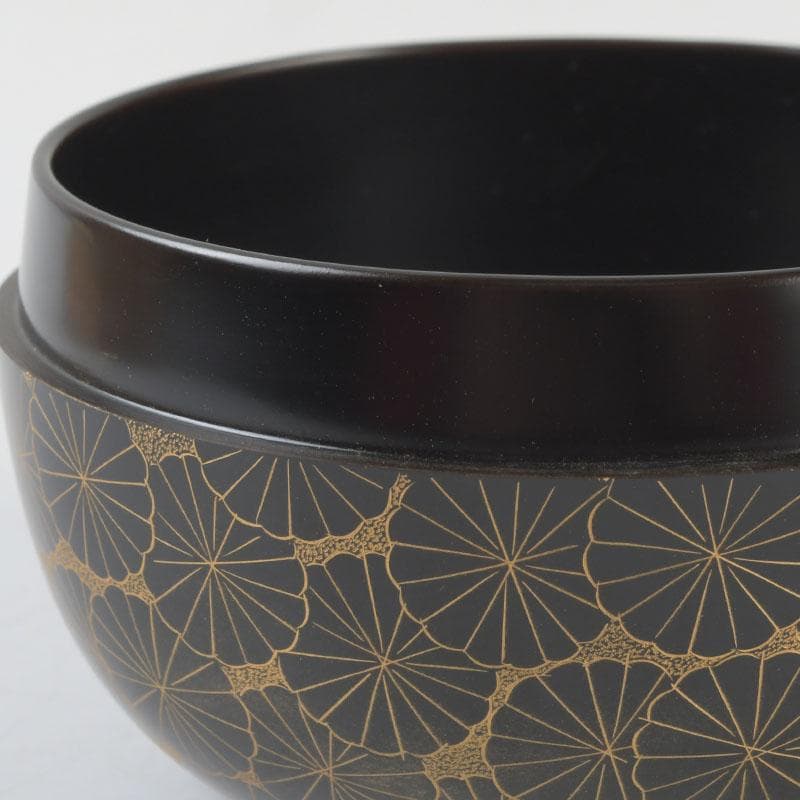 茶道具　輪島塗　前志芸男作　沈金菊文様　平棗　共布共箱　V　9581