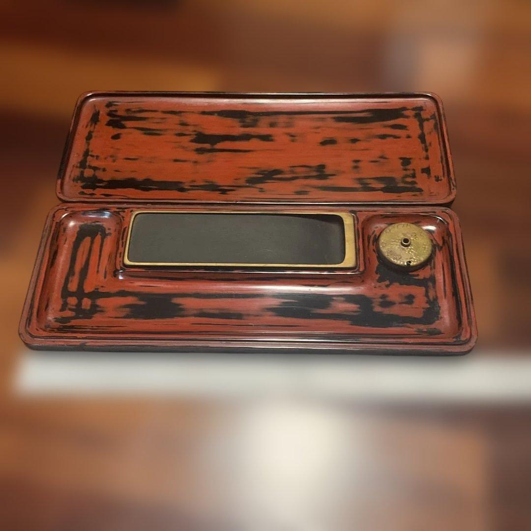 漆器 文箱 木目調 蒔絵、根来塗