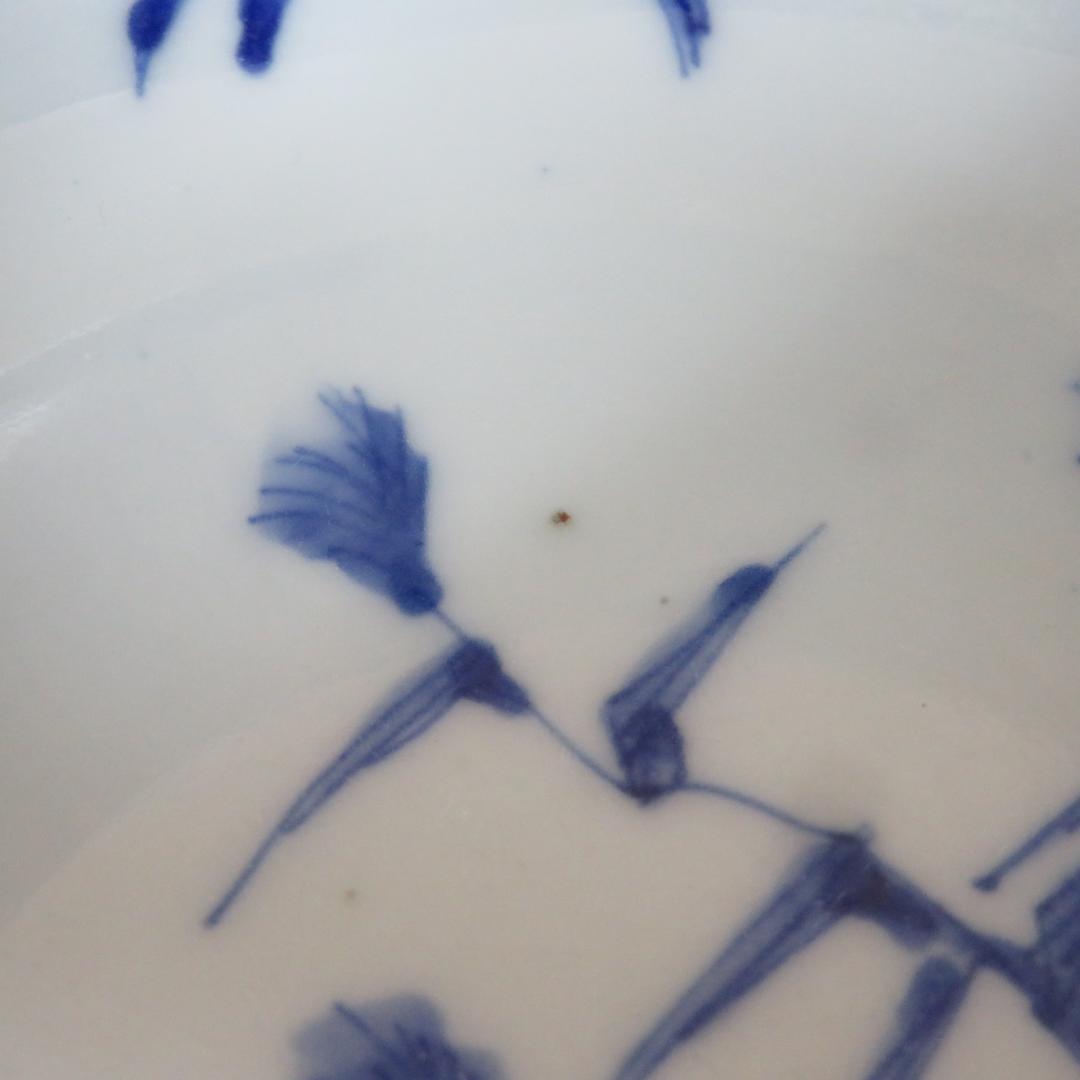 鉢 丼 微塵唐草 厚手 蛇の目 江戸 明治 ススキ 鶴