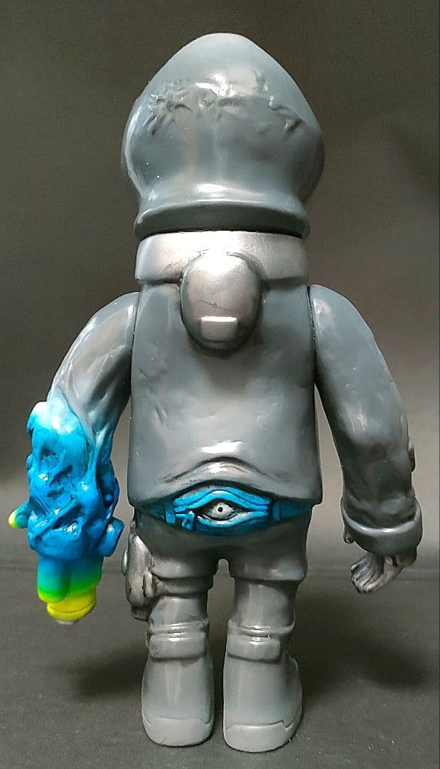 インディーズソフビ TG WORLD 改造童子 灰色成形 蛍光緑/青/銀塗装