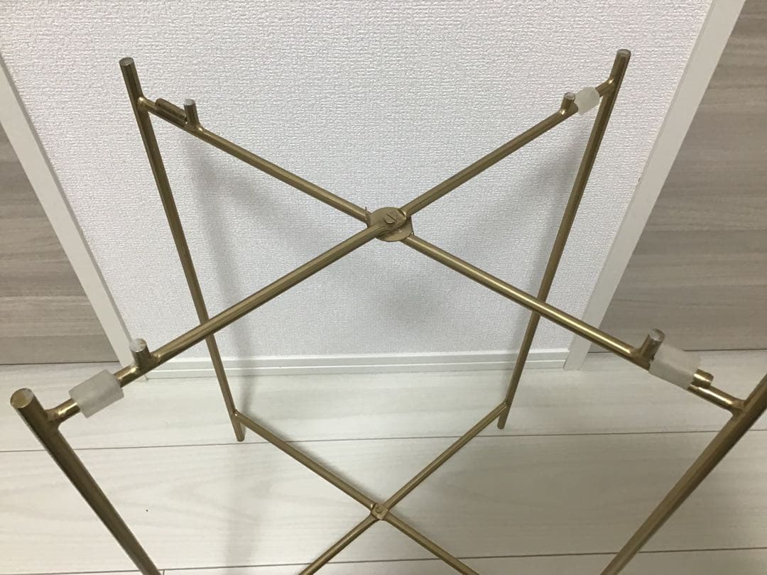 ザラホーム　トラバーチン石天板 折りたたみサイドテーブル