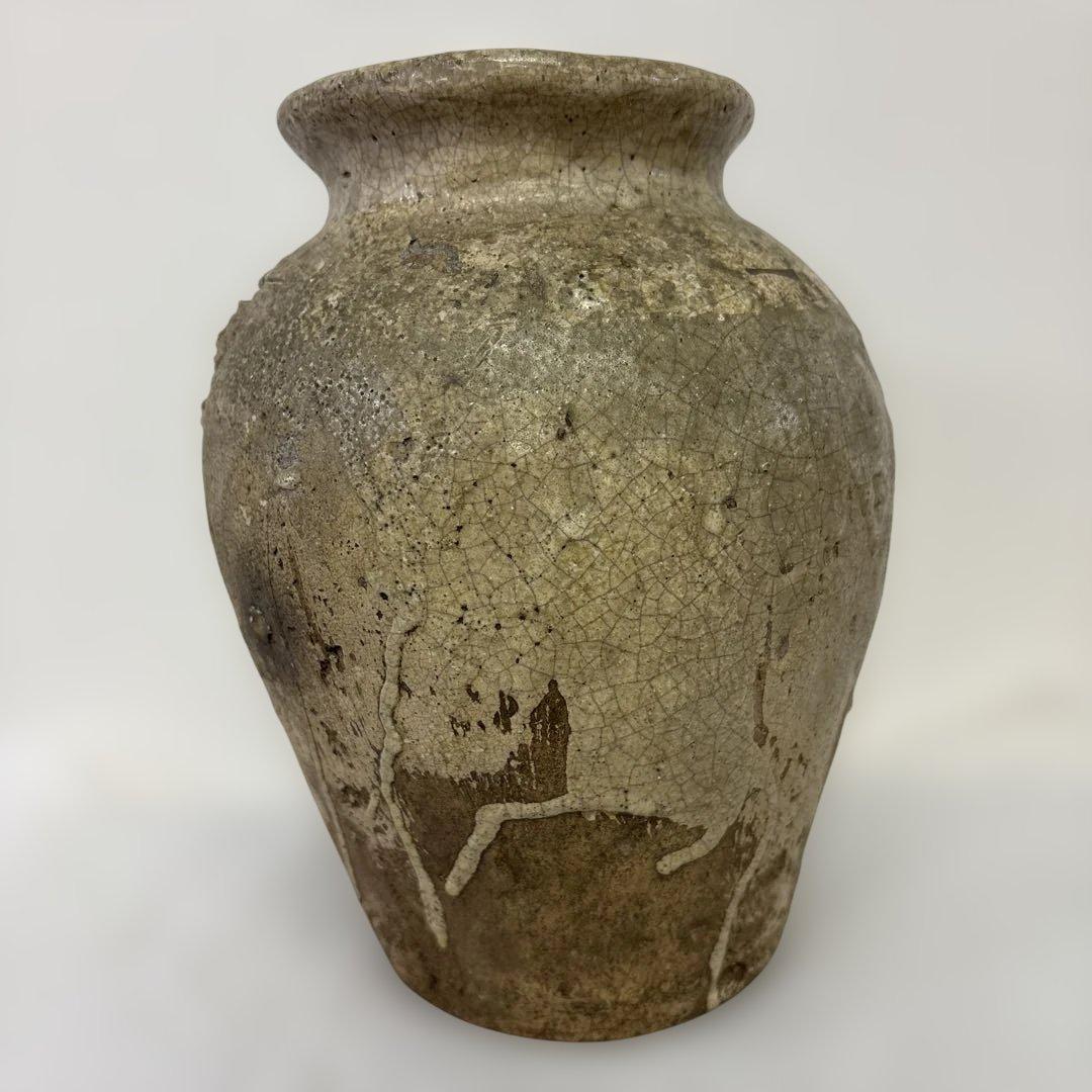 【希少】　楽山焼 玉井楽山作 天神蟹彫り　花器