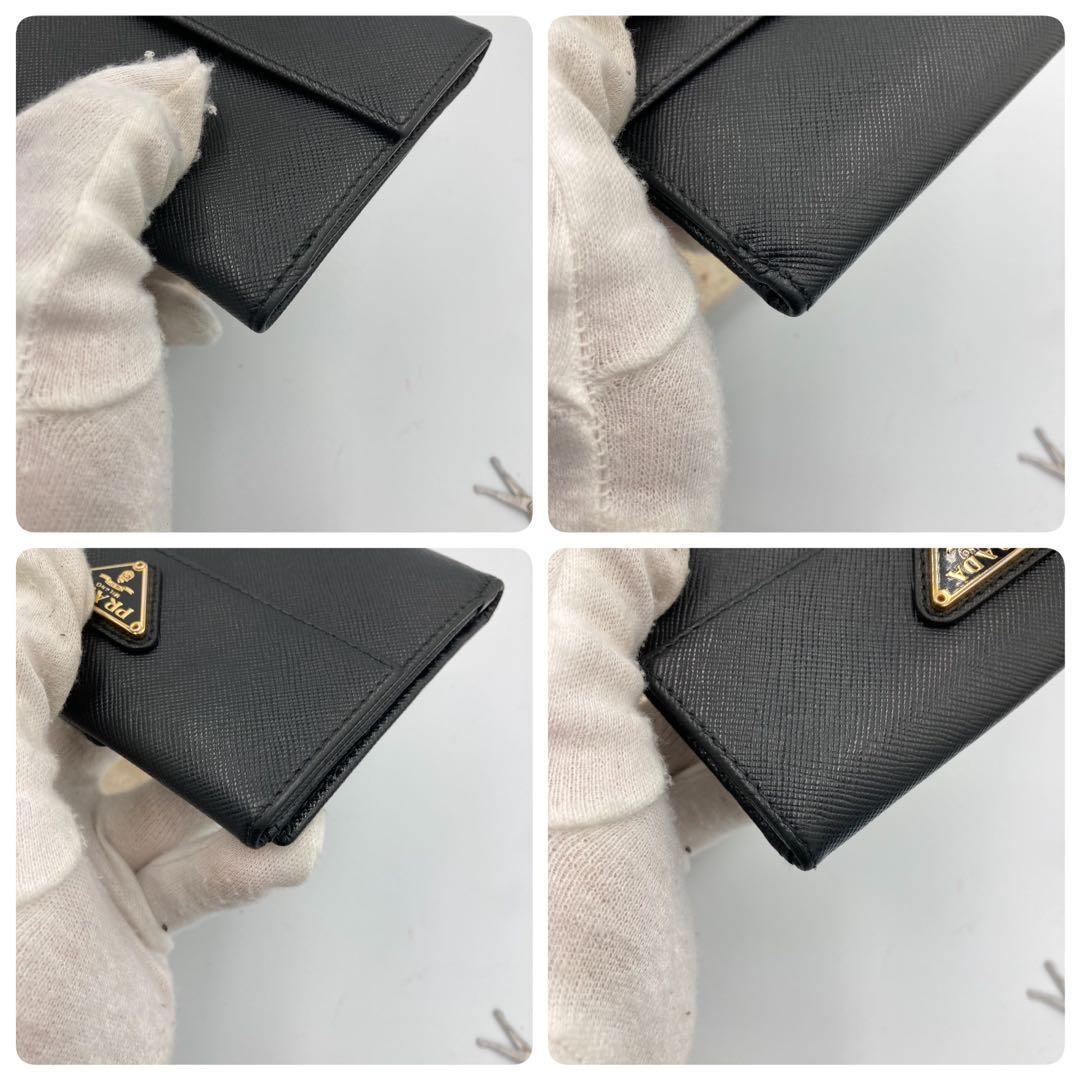 ！極美品！　PRADA プラダ　折り財布　サフィアーノ　ブラック　105A