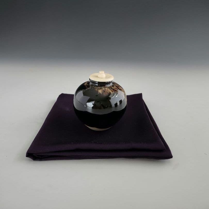 茶入　四方盆　セット　文琳　唐物茶入写　京焼　　桶谷定一　木箱入　茶道　茶道具