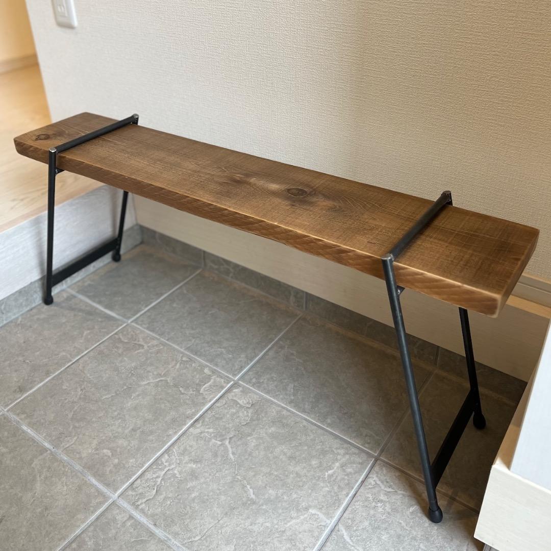 ▼最終▼ ベンチ ラック 玄関 花台 アイアン 古材 観葉植物 腰掛 95cm
