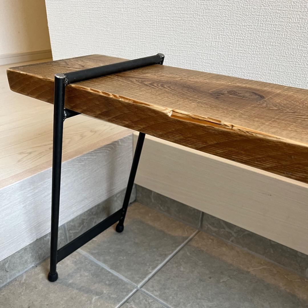 ▼最終▼ ベンチ ラック 玄関 花台 アイアン 古材 観葉植物 腰掛 95cm