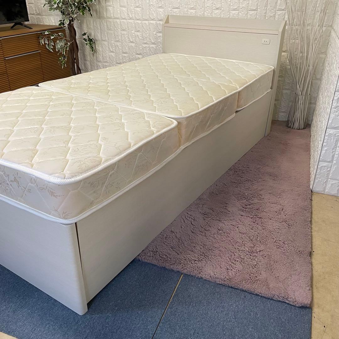 都内23区送料無料✨シングルベッド✨マットレス・フレームセット　引き出し収納付き